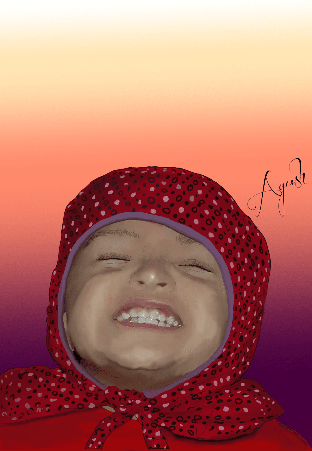 Digital painting of a child in a red hood