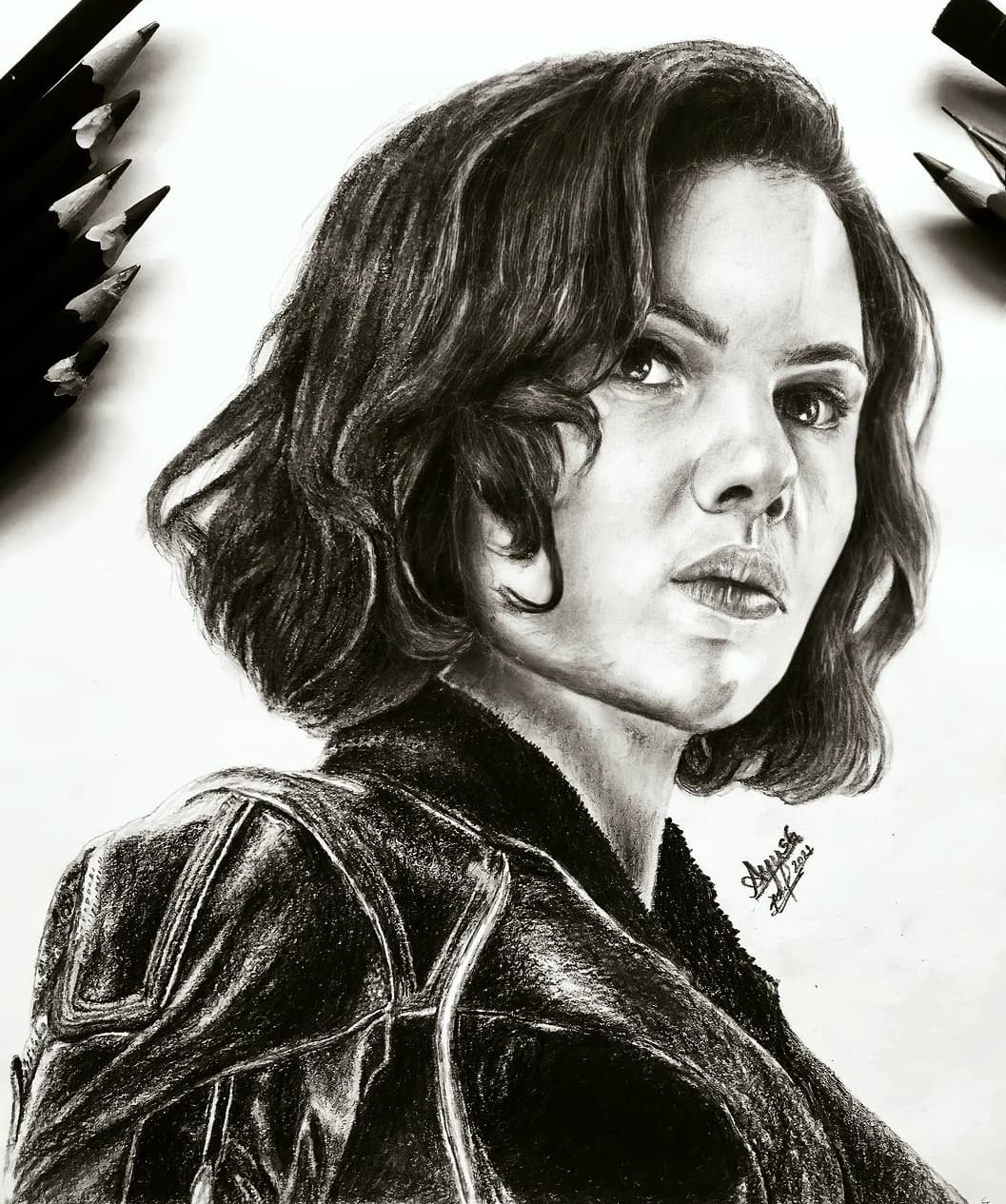 Graphite portrait of Black Widow