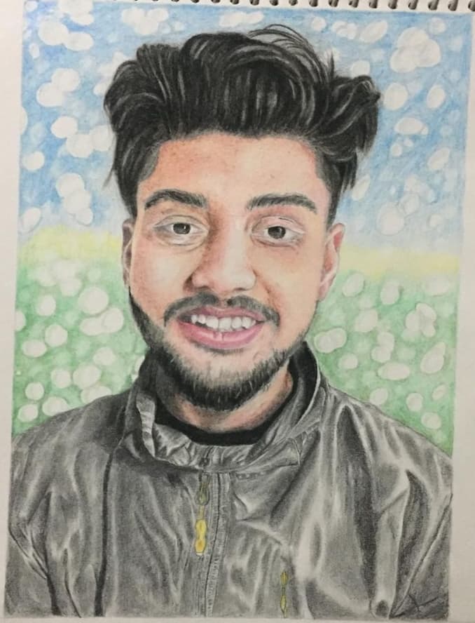 Coloured pencil portrait study